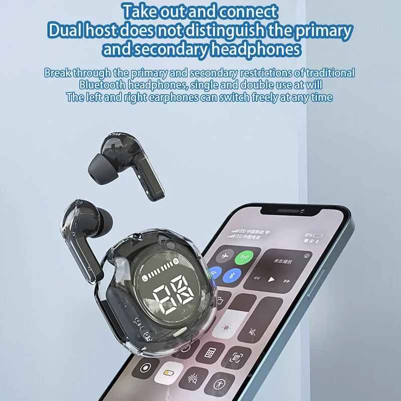 سماعات أذن لاسلكية T8 Crystal - شفافة (Air 39) 